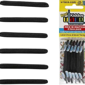 Lacets Élastiques Enfant Noir U-Lace Kiddos - Sans Nœud