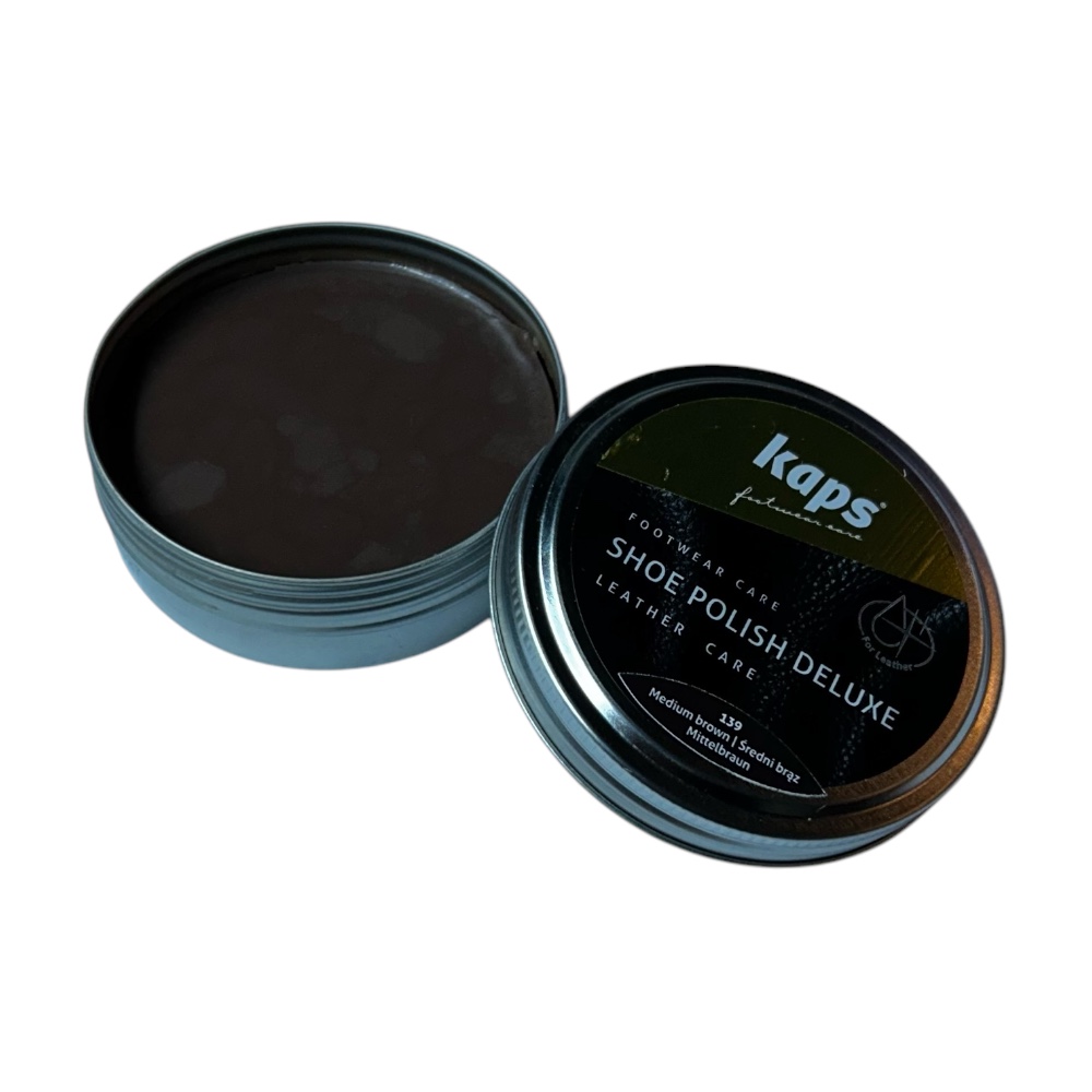 Boîte de cirage Kaps – Crème avec cire pour tous types de cuir lisse, conditionne le cuir et lui donne du brillant – (139) Brun moyen – 50ml #0