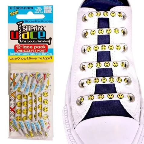 Lacets élastiques Ulace siliprint – smiley pour baskets #0