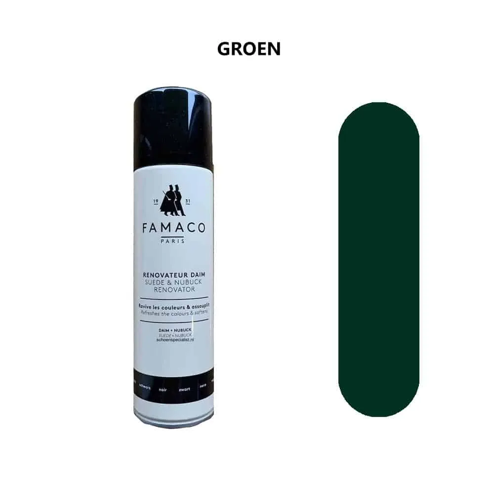 Famaco Renovateur Daim – Raviveur de couleur pour daim et nubuck – Aérosol de 250 ml – Vert #0