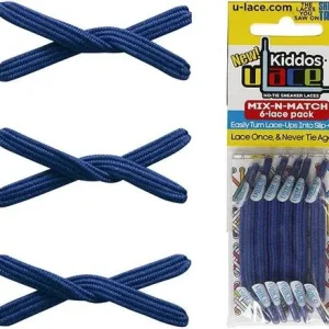Lacets Élastiques Enfant Bleu (Royal Blue) U-Lace Kiddos - Sans Nœud