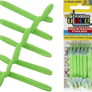 Lacets Élastiques Enfant Vert Vif (Bright Green) U-Lace Kiddos - Sans Nœud